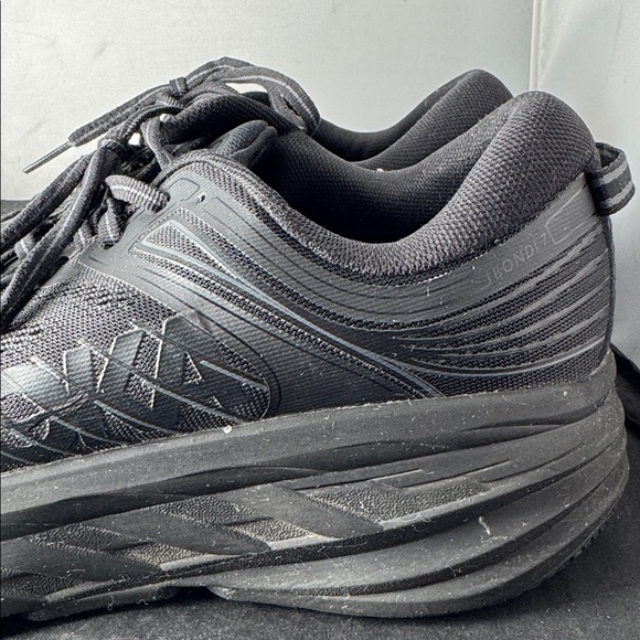 Men\'s Hoka Bondi 7 X-Wide Running Shoes Black Athletic Shoes Size 9.5 E main image 10